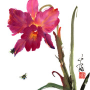 Grace_Chinese-Painting_flower_orchid_bees_1