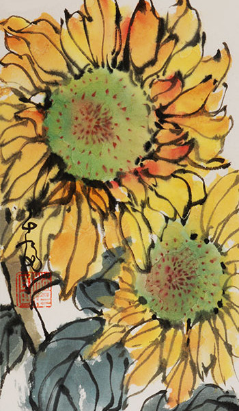 Grace_Chinese-Painting_flower_sunflowers